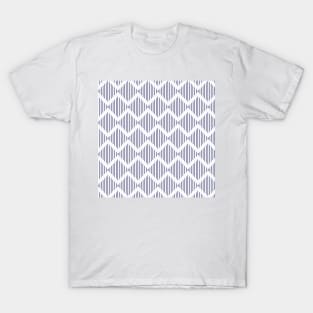 Blue diamond stripes zig zag pattern on white T-Shirt